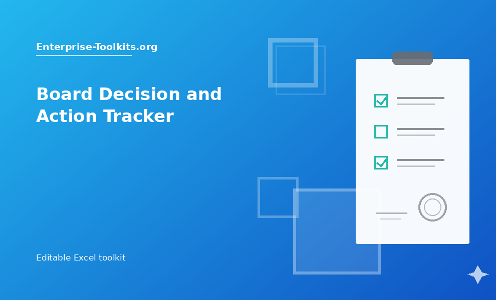 Board Decision and Action Tracker Excel toolkit