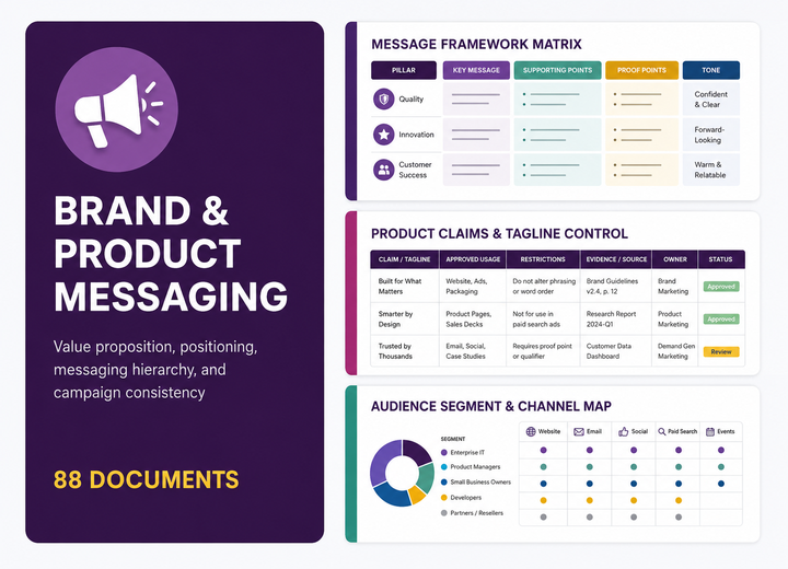 BRAND, PRODUCT MARKETING, VALUE PROPOSITION & MESSAGING preview